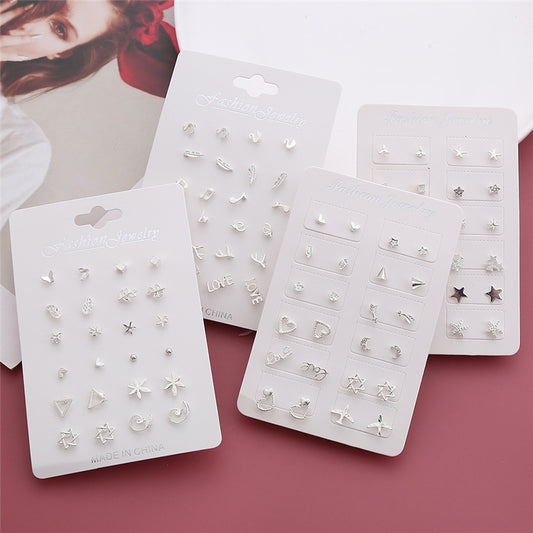 12 Pairs Of Silver Plated Earrings