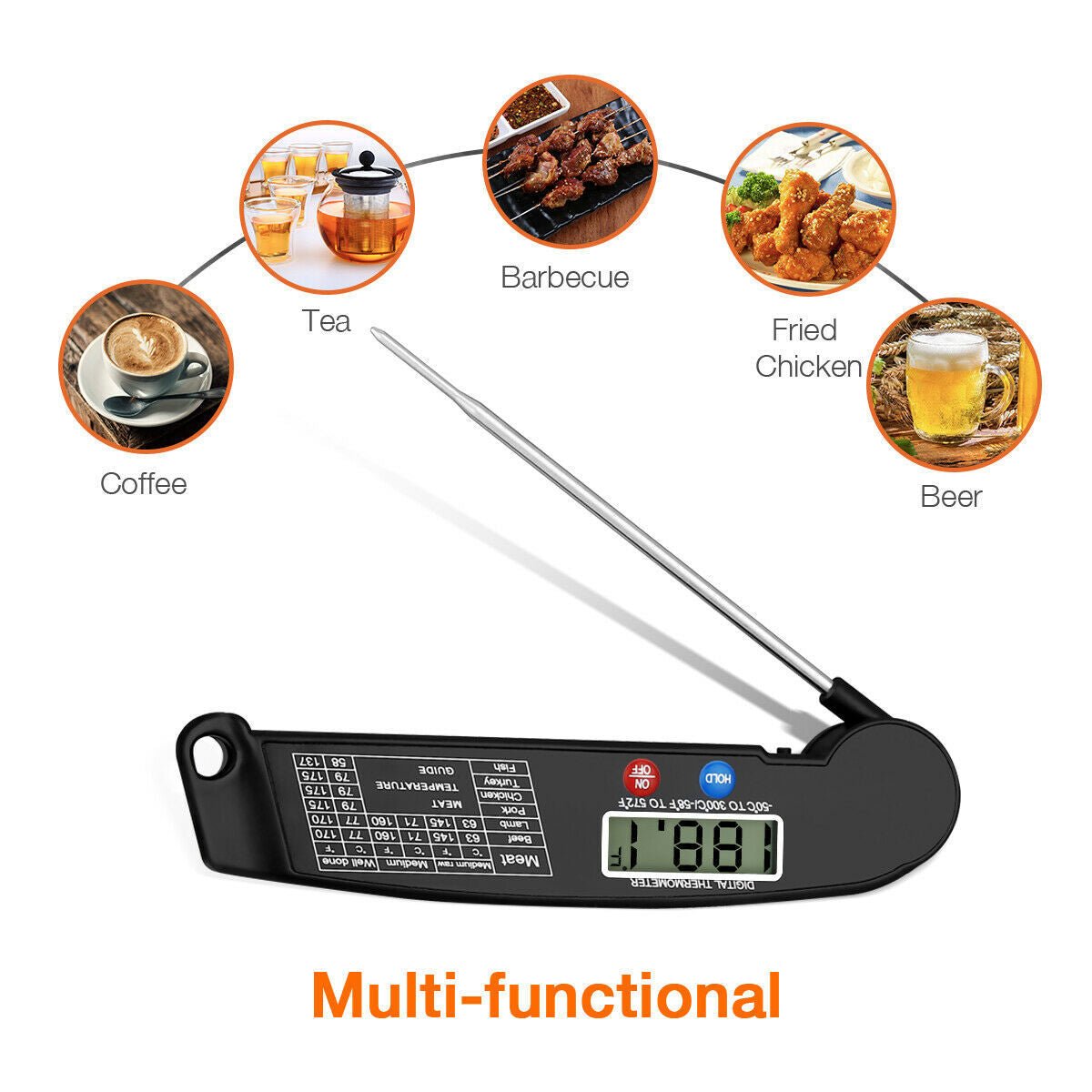 Digital Cooking Meat Thermometer Instant Read Food Steak Oven Smoker BBQ Grill