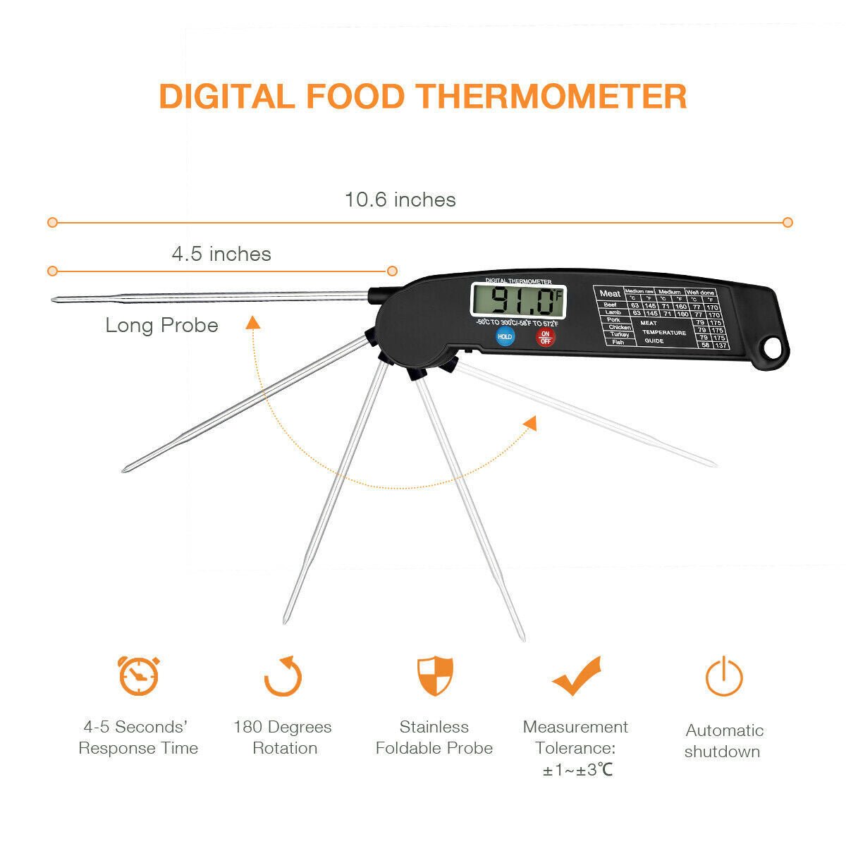 Digital Cooking Meat Thermometer Instant Read Food Steak Oven Smoker BBQ Grill