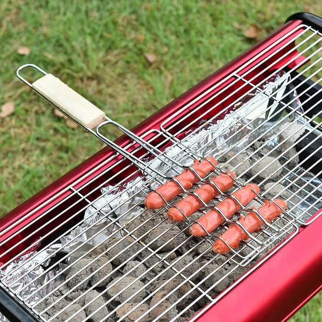 Outdoor Grilling Accessories Barbecue Tools Wooden Handle Sausage Clip Barbecue Clip Vegetable Clip Barbecue Rack Hover Image